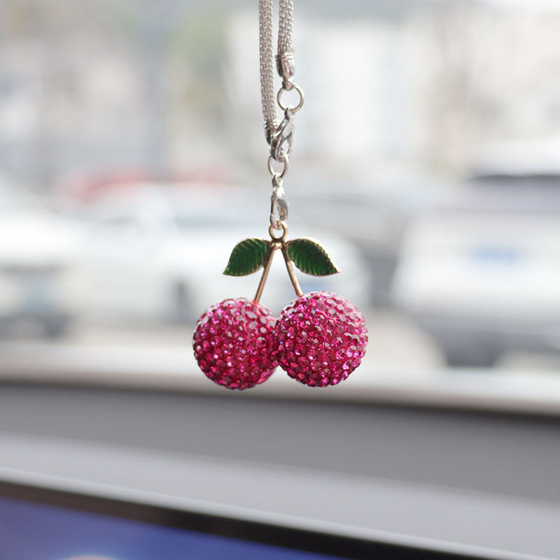 Ai Cheng Cross-Border Cherry Strawberry Car Interior Rhinestone Pendant Car Decoration Supplies Car Supplies Pendant