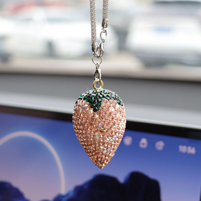 Ai Cheng Cross-Border Cherry Strawberry Car Interior Rhinestone Pendant Car Decoration Supplies Car Supplies Pendant