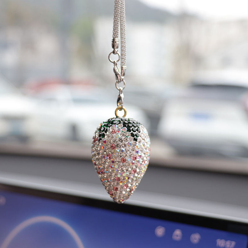 Ai Cheng Cross-Border Cherry Strawberry Car Interior Rhinestone Pendant Car Decoration Supplies Car Supplies Pendant