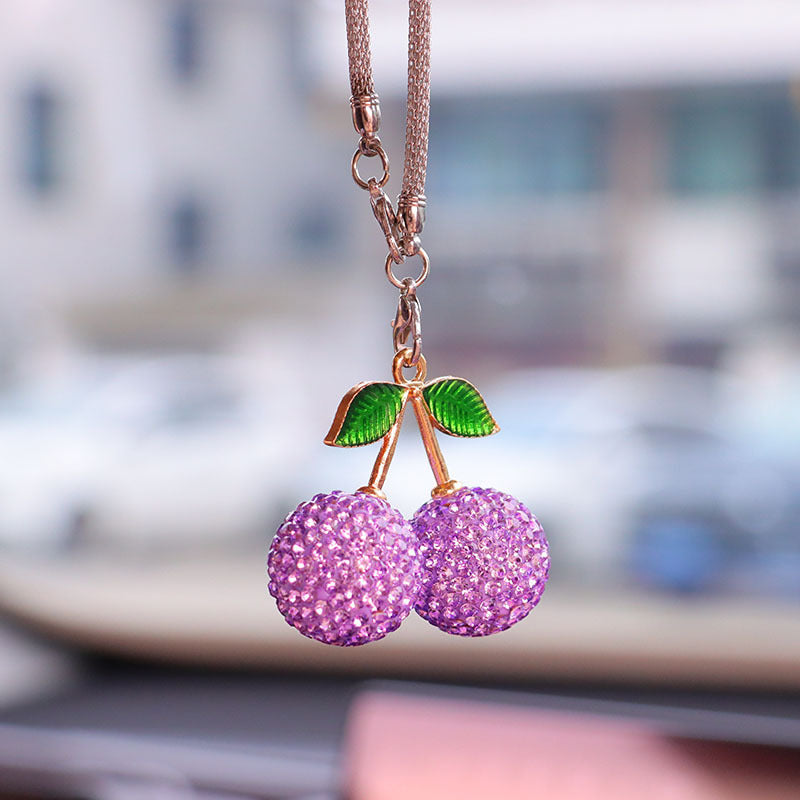 Ai Cheng Cross-Border Cherry Strawberry Car Interior Rhinestone Pendant Car Decoration Supplies Car Supplies Pendant