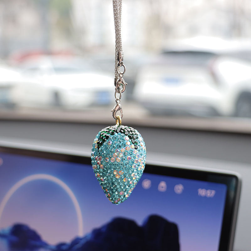 Ai Cheng Cross-Border Cherry Strawberry Car Interior Rhinestone Pendant Car Decoration Supplies Car Supplies Pendant