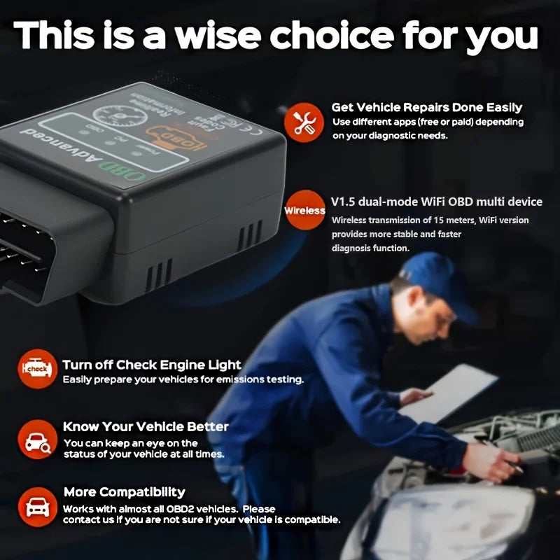 Car Code Scanner, Compact Scanner, Portable Device, Durable, Precision Tool, Diagnostic Equipment, Vehicle Owner, Automotive Technician